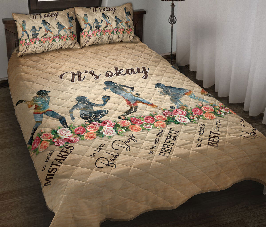 Ohaprints-Quilt-Bed-Set-Pillowcase-Softball-Players-It'S-Okay-To-Be-Yourself-Custom-Personalized-Name-Number-Blanket-Bedspread-Bedding-2577-Throw (55'' x 60'')