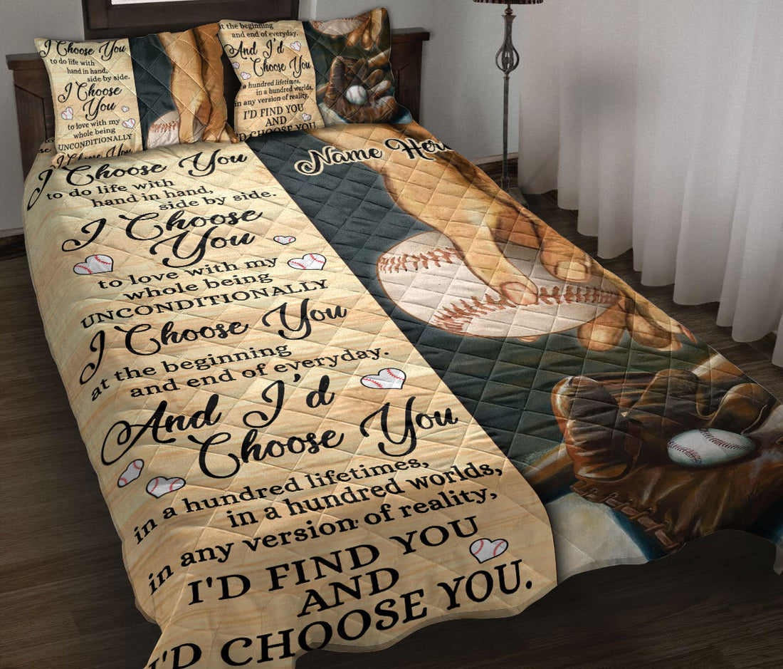 Ohaprints-Quilt-Bed-Set-Pillowcase-Baseball-I-Choose-You-Gift-For-Couple-Husband-&-Wife-Custom-Personalized-Name-Blanket-Bedspread-Bedding-2506-Throw (55'' x 60'')