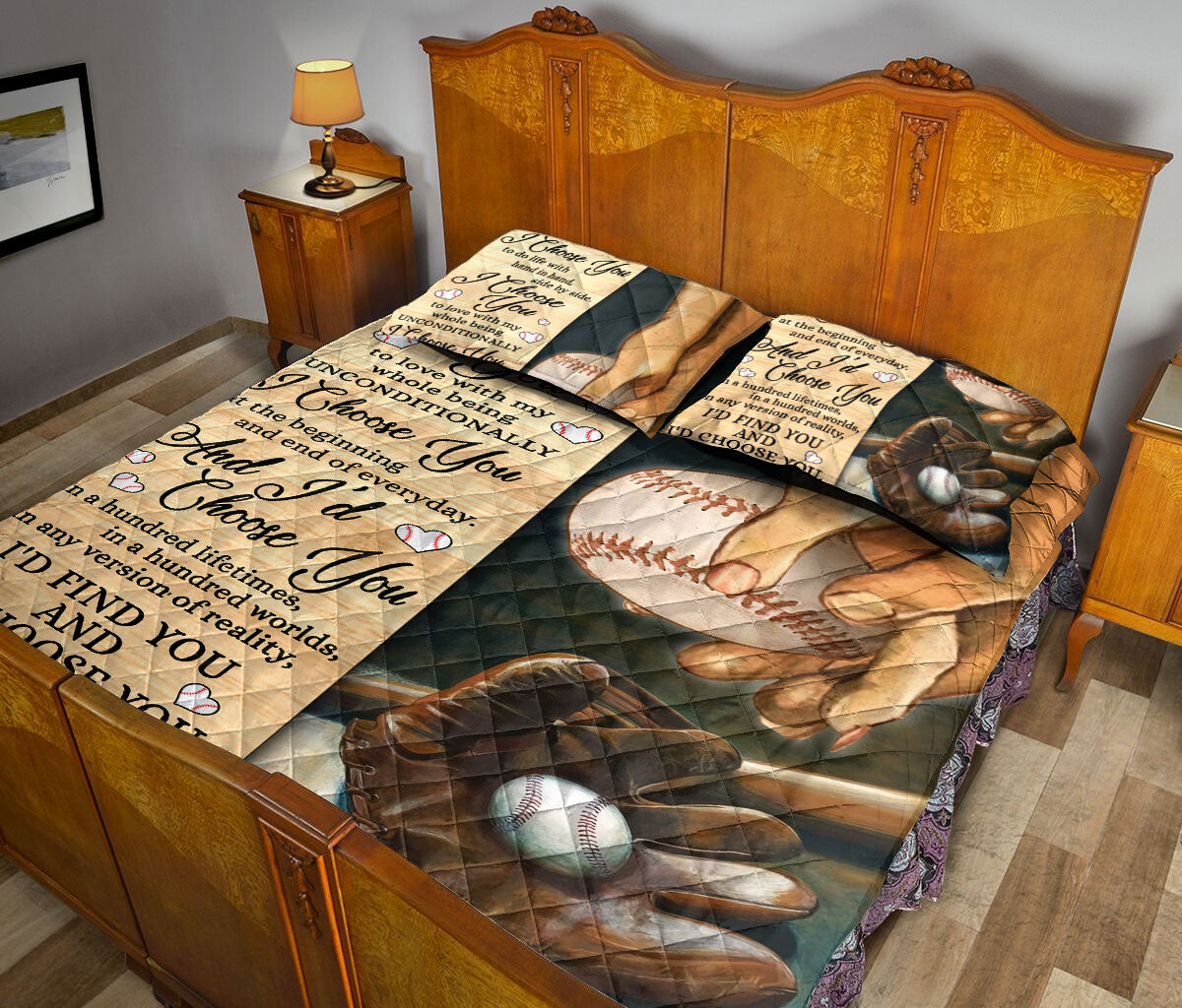 Ohaprints-Quilt-Bed-Set-Pillowcase-Baseball-I-Choose-You-Gift-For-Couple-Husband-&-Wife-Custom-Personalized-Name-Blanket-Bedspread-Bedding-2506-Queen (80'' x 90'')