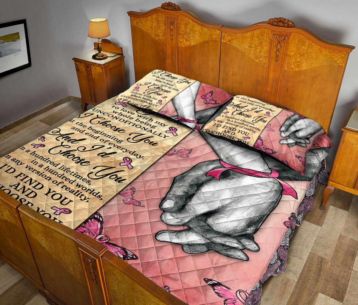 Ohaprints-Quilt-Bed-Set-Pillowcase-Breast-Cancer-Awareness-I-Choose-You-Gift-For-Couple-Husband-&-Wife-Lover-Blanket-Bedspread-Bedding-228-Queen (80'' x 90'')