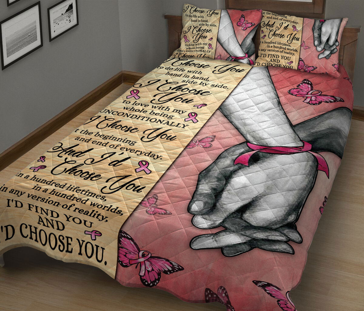 Ohaprints-Quilt-Bed-Set-Pillowcase-Breast-Cancer-Awareness-I-Choose-You-Gift-For-Couple-Husband-&-Wife-Lover-Blanket-Bedspread-Bedding-228-King (90'' x 100'')