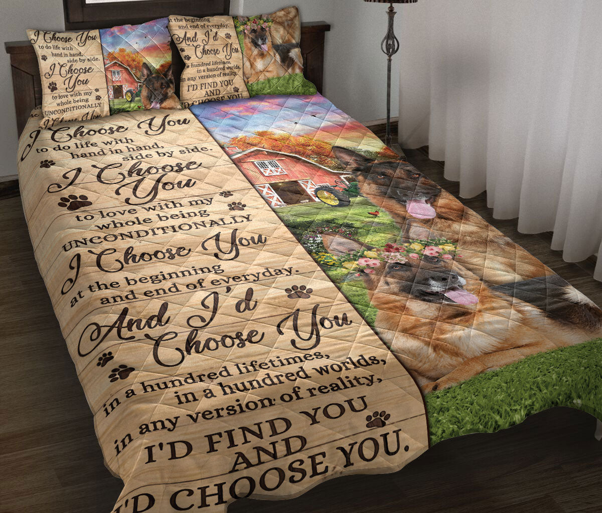 Ohaprints-Quilt-Bed-Set-Pillowcase-German-Shepherd-I-Choose-You-Gift-For-Couple-Husband-&-Wife-Lover-Blanket-Bedspread-Bedding-2579-Throw (55'' x 60'')