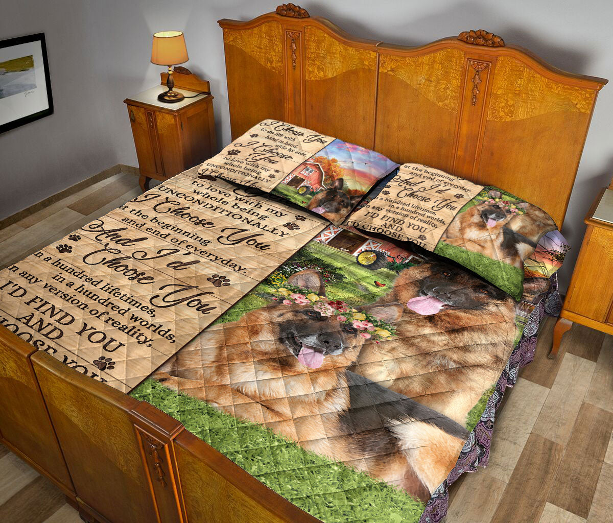 Ohaprints-Quilt-Bed-Set-Pillowcase-German-Shepherd-I-Choose-You-Gift-For-Couple-Husband-&-Wife-Lover-Blanket-Bedspread-Bedding-2579-Queen (80'' x 90'')