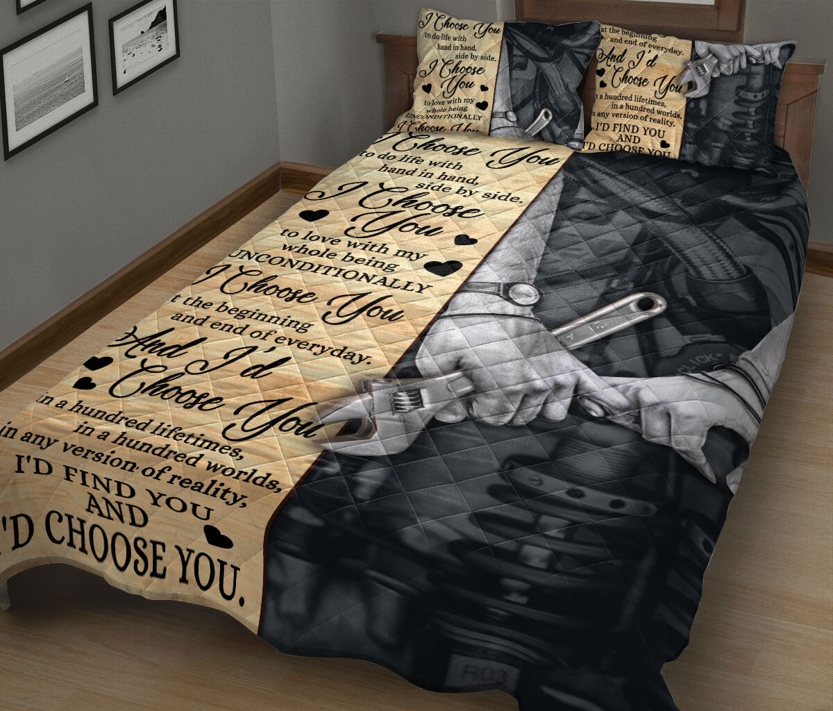 Ohaprints-Quilt-Bed-Set-Pillowcase-Mechanic-I'D-Find-You-&-I'D-Choose-You-Gift-For-Couple-Husband-&-Wife-Lover-Blanket-Bedspread-Bedding-1988-King (90'' x 100'')