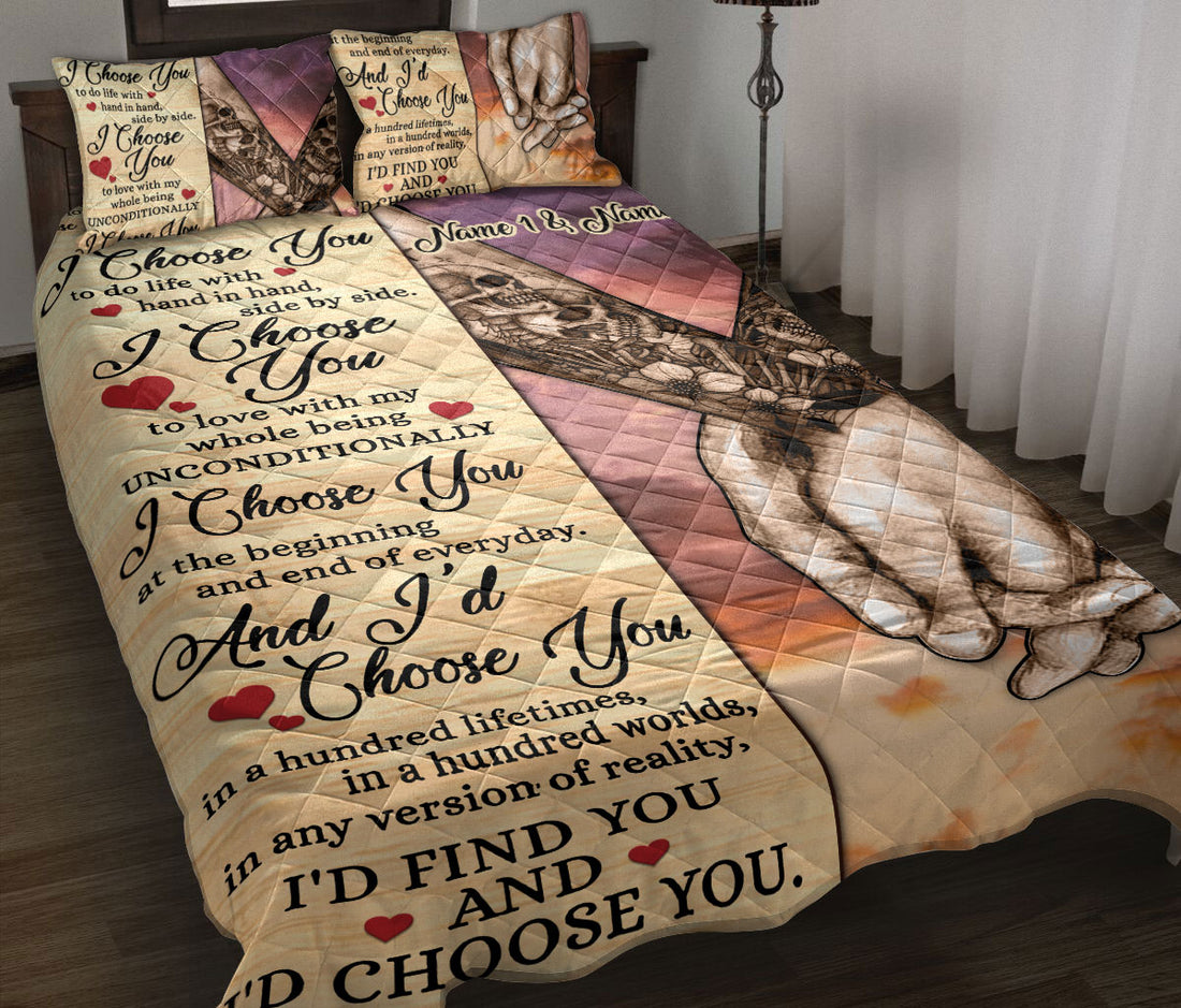 Ohaprints-Quilt-Bed-Set-Pillowcase-Tattoos-I-Choose-You-For-Couple-Husband-&-Wife-Custom-Personalized-Name-Blanket-Bedspread-Bedding-2581-Throw (55'' x 60'')