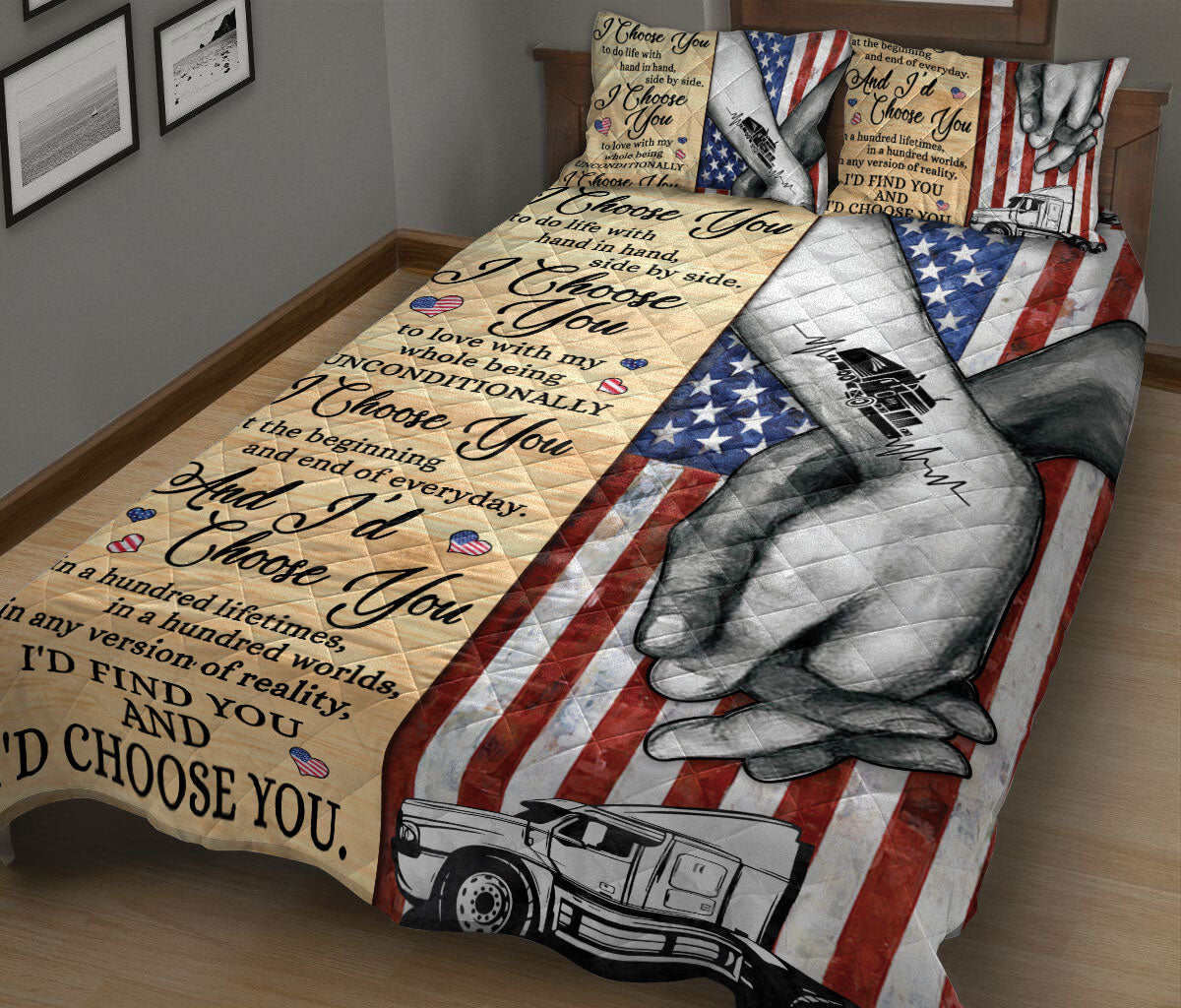 Ohaprints-Quilt-Bed-Set-Pillowcase-Trucker-I'D-Find-You-And-I'D-Choose-You-Gift-For-Couple-Husband-&-Wife-Lover-Blanket-Bedspread-Bedding-1402-King (90'' x 100'')