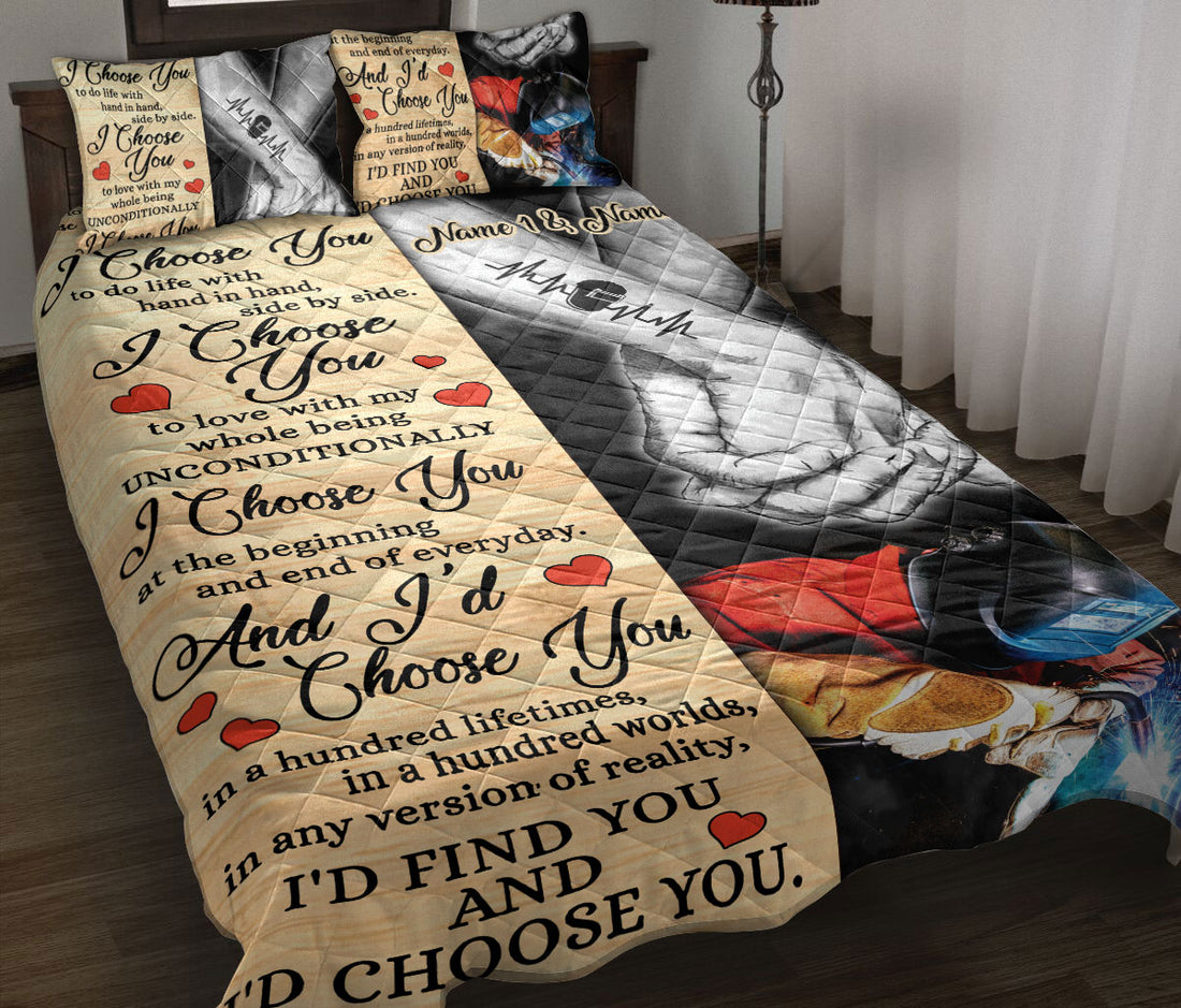 Ohaprints-Quilt-Bed-Set-Pillowcase-Welder-I-Choose-You-For-Couple-Husband-&-Wife-Custom-Personalized-Name-Blanket-Bedspread-Bedding-1990-Throw (55'' x 60'')