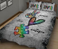 Ohaprints-Quilt-Bed-Set-Pillowcase-Autism-Awareness-Peace-Love-Autism-Support-Gift-Grey-Pattern-Blanket-Bedspread-Bedding-2668-King (90'' x 100'')
