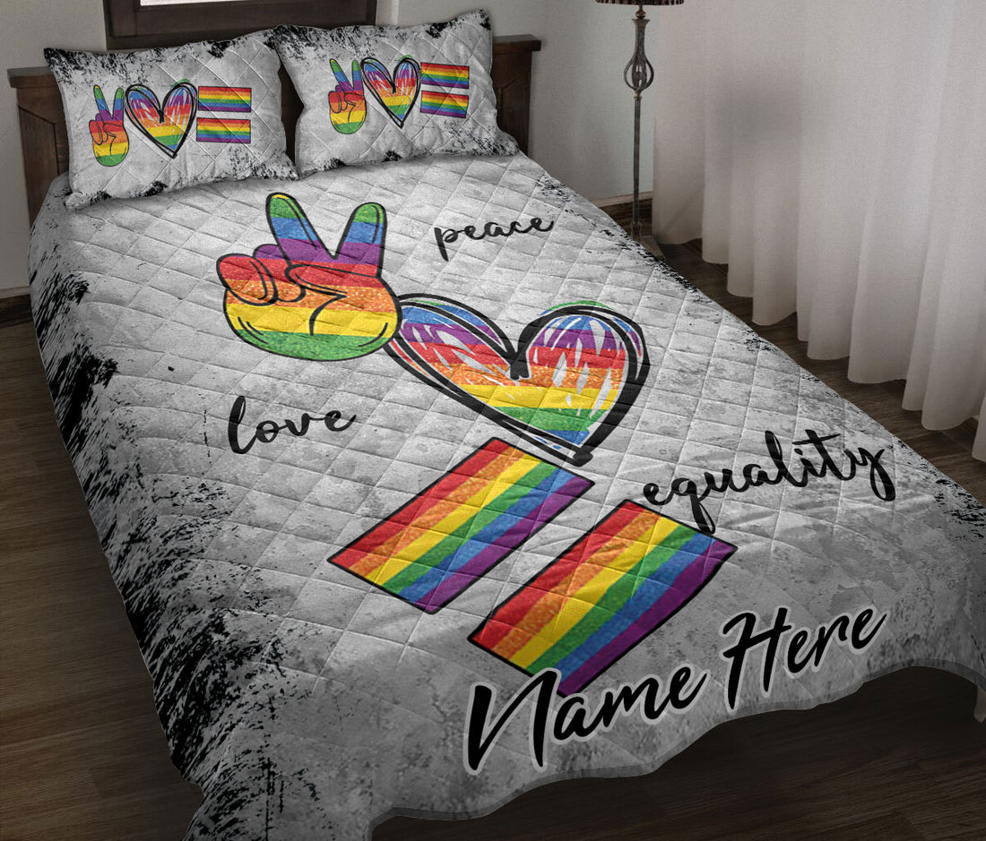 Ohaprints-Quilt-Bed-Set-Pillowcase-Lgbt-Lgbtq-Peace-Love-Equality-Pride-Rainbow-Flag-Custom-Personalized-Name-Blanket-Bedspread-Bedding-1490-Throw (55'' x 60'')