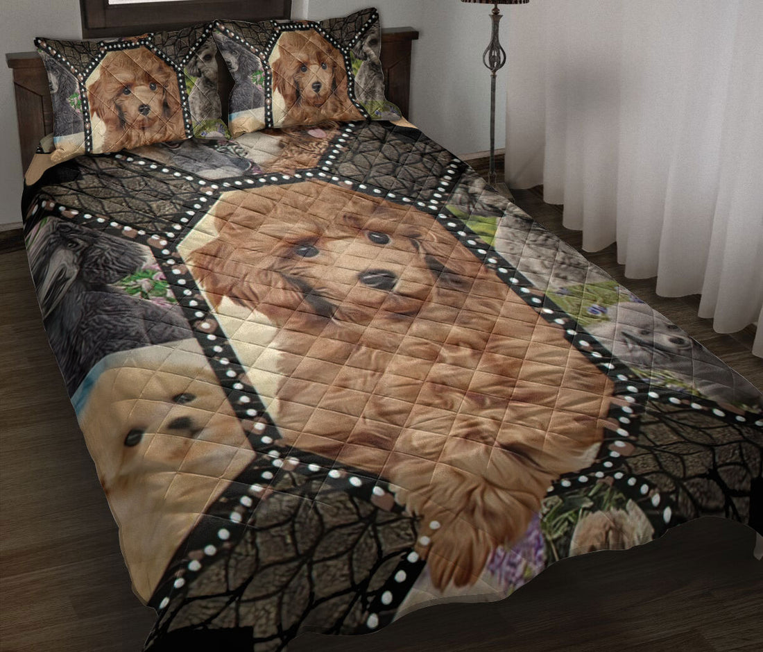 Ohaprints-Quilt-Bed-Set-Pillowcase-Cute-Poodle-Frame-Patchwork-Pattern-Unique-Gift-For-Dog-Puppy-Pet-Lover-Blanket-Bedspread-Bedding-911-Throw (55'' x 60'')