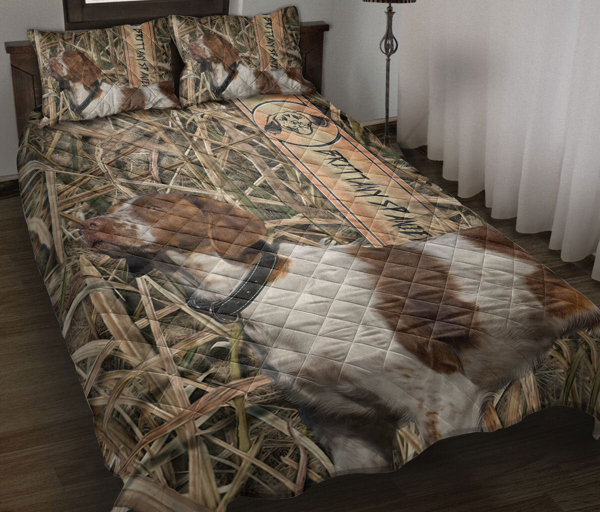 Ohaprints-Quilt-Bed-Set-Pillowcase-Brittany-Spaniel-Hunting-Camouflage-Pattern-Unique-Gift-For-Dog-Lover-Blanket-Bedspread-Bedding-2671-Throw (55'' x 60'')