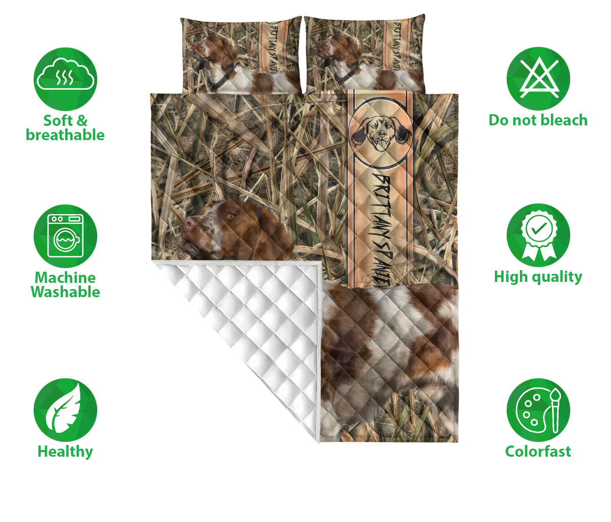 Ohaprints-Quilt-Bed-Set-Pillowcase-Brittany-Spaniel-Hunting-Camouflage-Pattern-Unique-Gift-For-Dog-Lover-Blanket-Bedspread-Bedding-2671-Double (70'' x 80'')