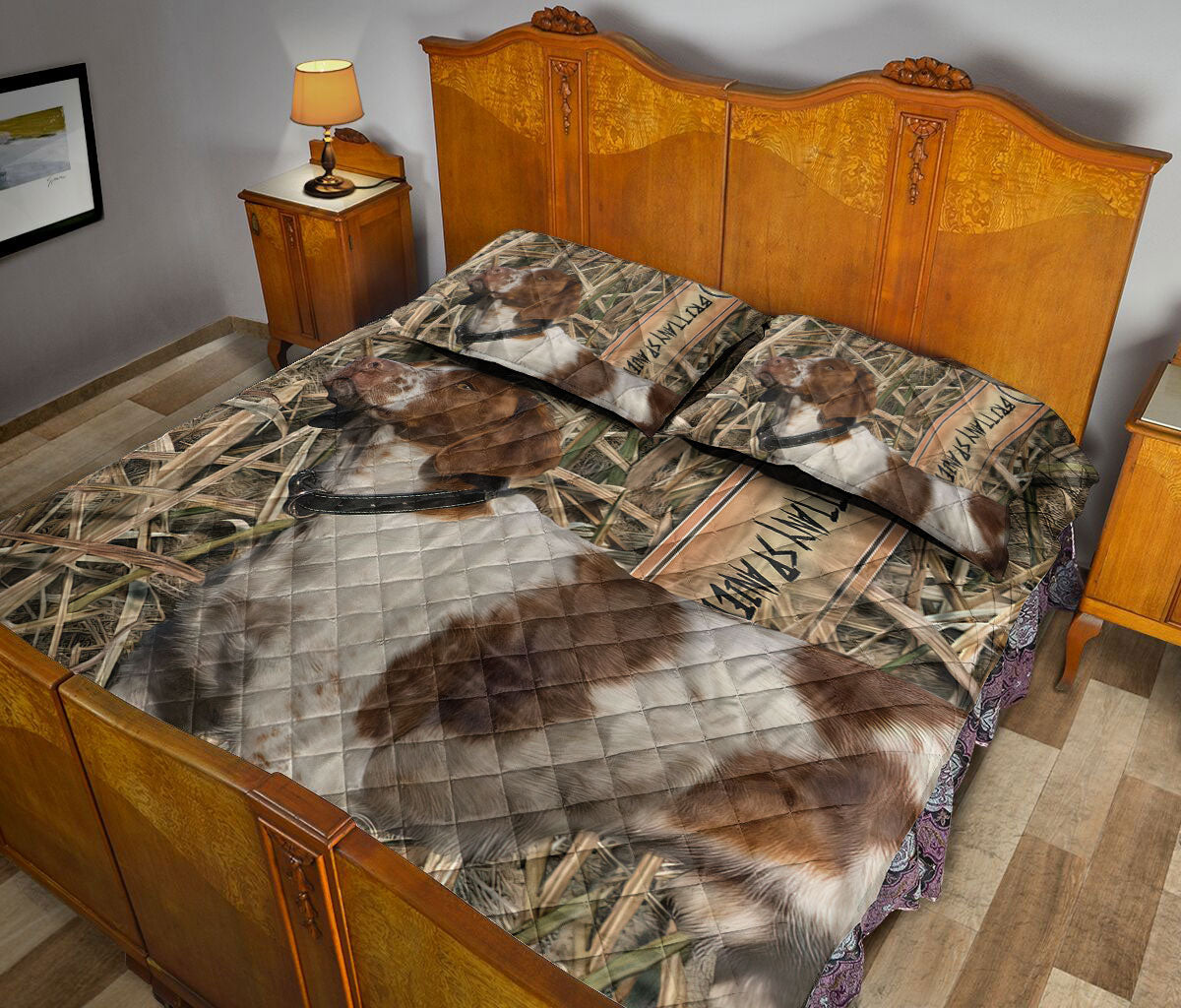 Ohaprints-Quilt-Bed-Set-Pillowcase-Brittany-Spaniel-Hunting-Camouflage-Pattern-Unique-Gift-For-Dog-Lover-Blanket-Bedspread-Bedding-2671-Queen (80'' x 90'')