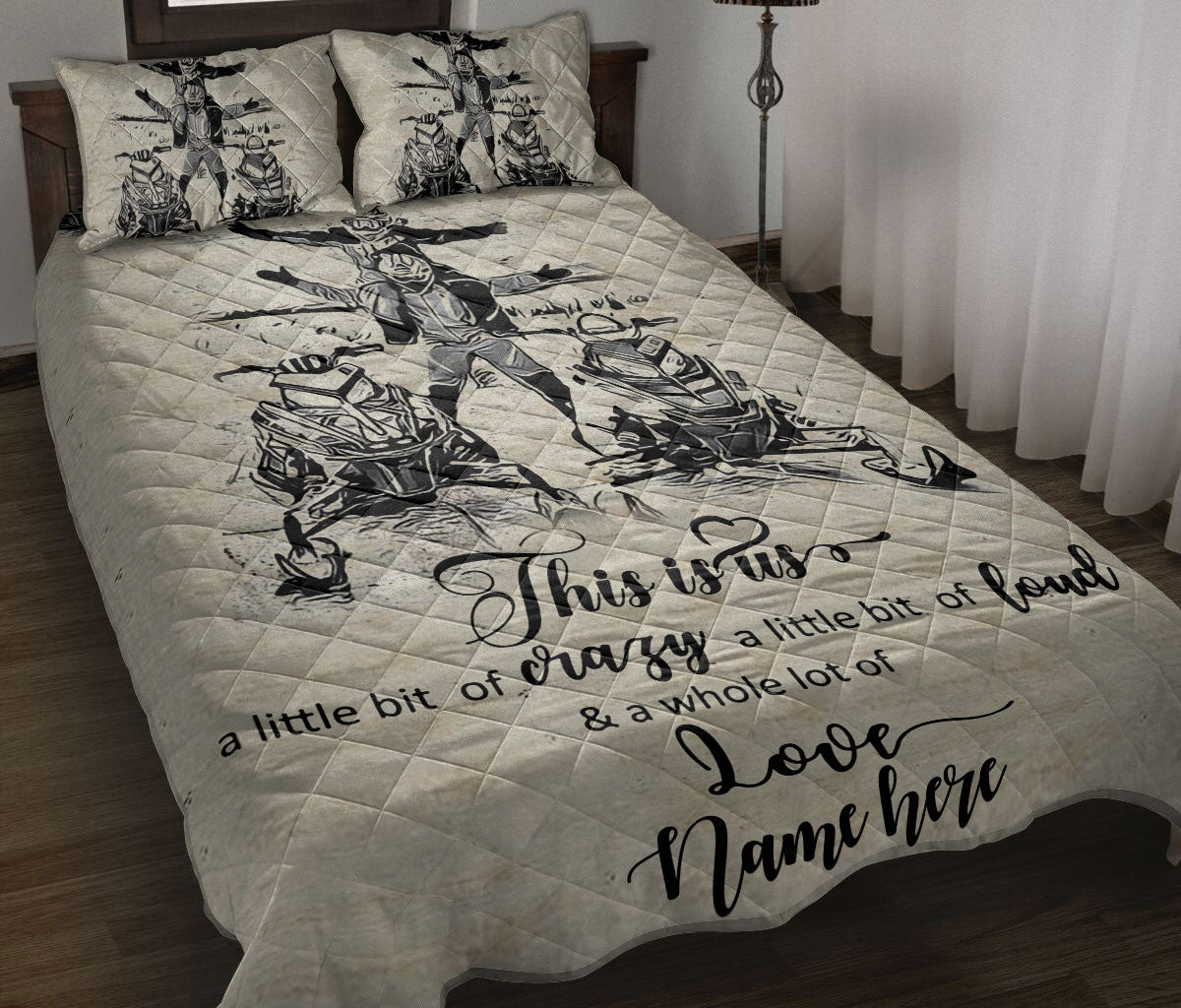 Ohaprints-Quilt-Bed-Set-Pillowcase-Snowmobile-Biker-This-Is-Us-For-Couple-Husband-&-Wife-Custom-Personalized-Name-Blanket-Bedspread-Bedding-2300-Throw (55'' x 60'')