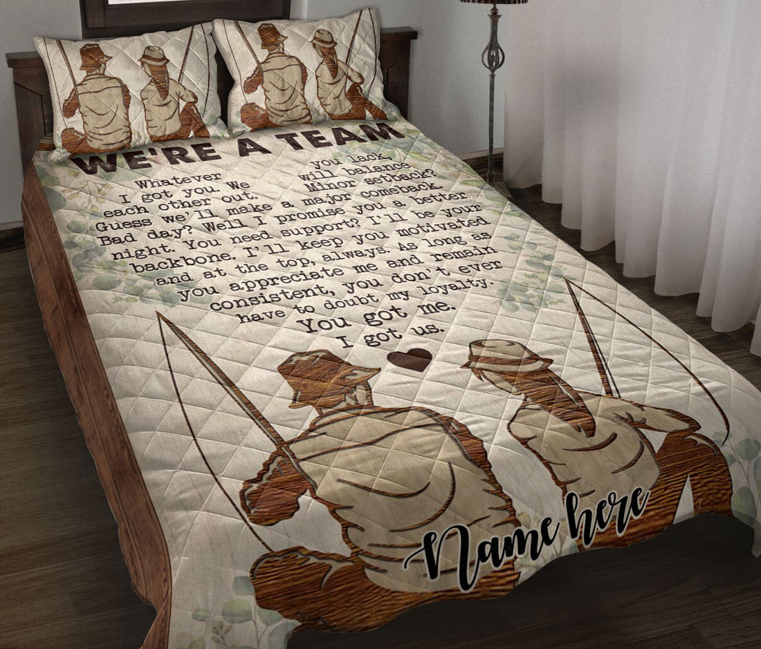 Ohaprints-Quilt-Bed-Set-Pillowcase-Fishing-Fisherman-We'Re-A-Team-Couple-Gift-For-Couple-Custom-Personalized-Name-Blanket-Bedspread-Bedding-541-Throw (55'' x 60'')