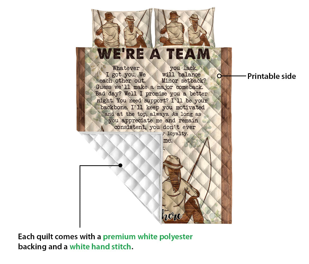 Ohaprints-Quilt-Bed-Set-Pillowcase-Fishing-Fisherman-We'Re-A-Team-Couple-Gift-For-Couple-Custom-Personalized-Name-Blanket-Bedspread-Bedding-541-Queen (80'' x 90'')