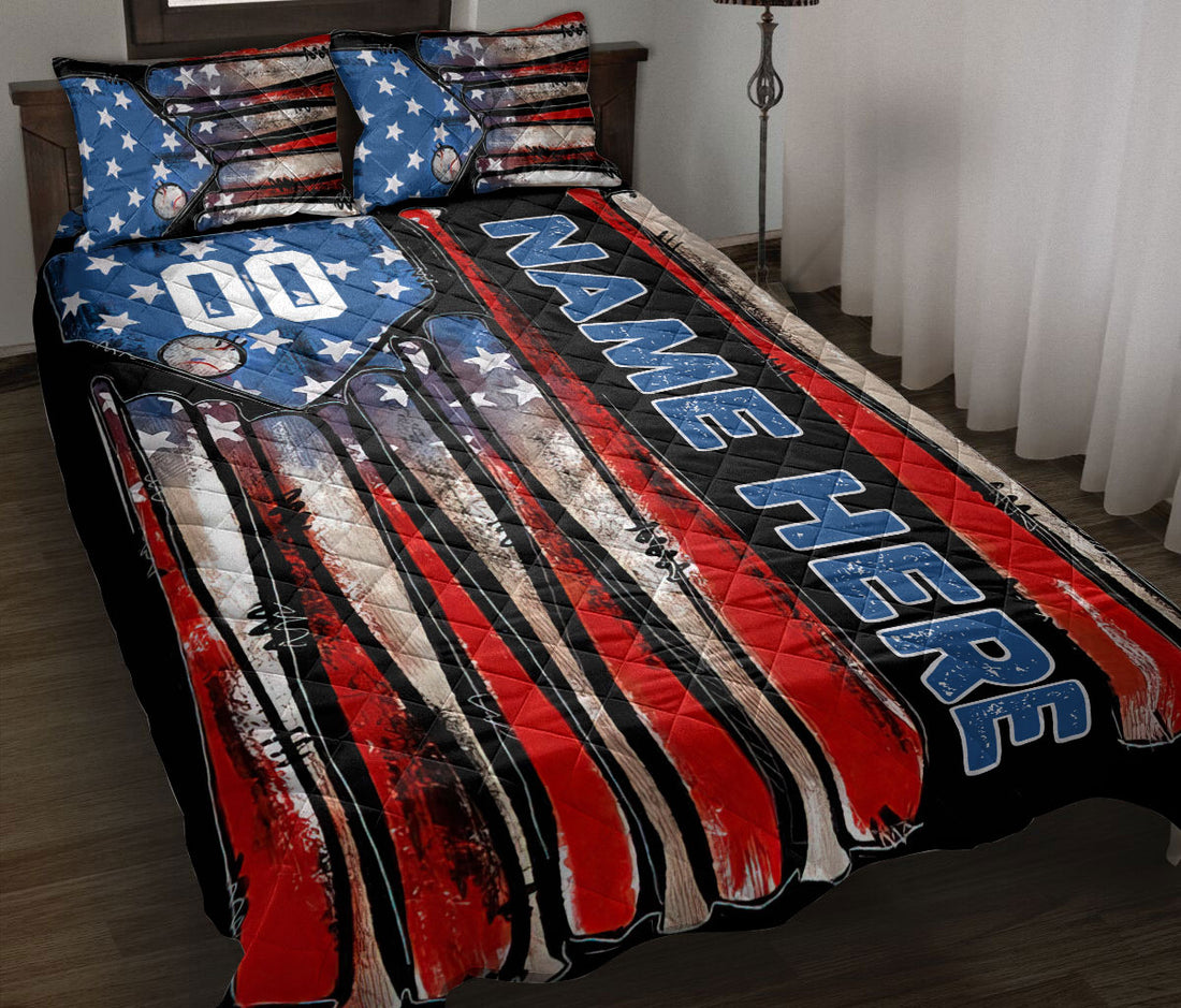 Ohaprints-Quilt-Bed-Set-Pillowcase-Baseball-Sport-American-Us-Flag-Patriot-Custom-Personalized-Name-Number-Blanket-Bedspread-Bedding-1127-Throw (55'' x 60'')