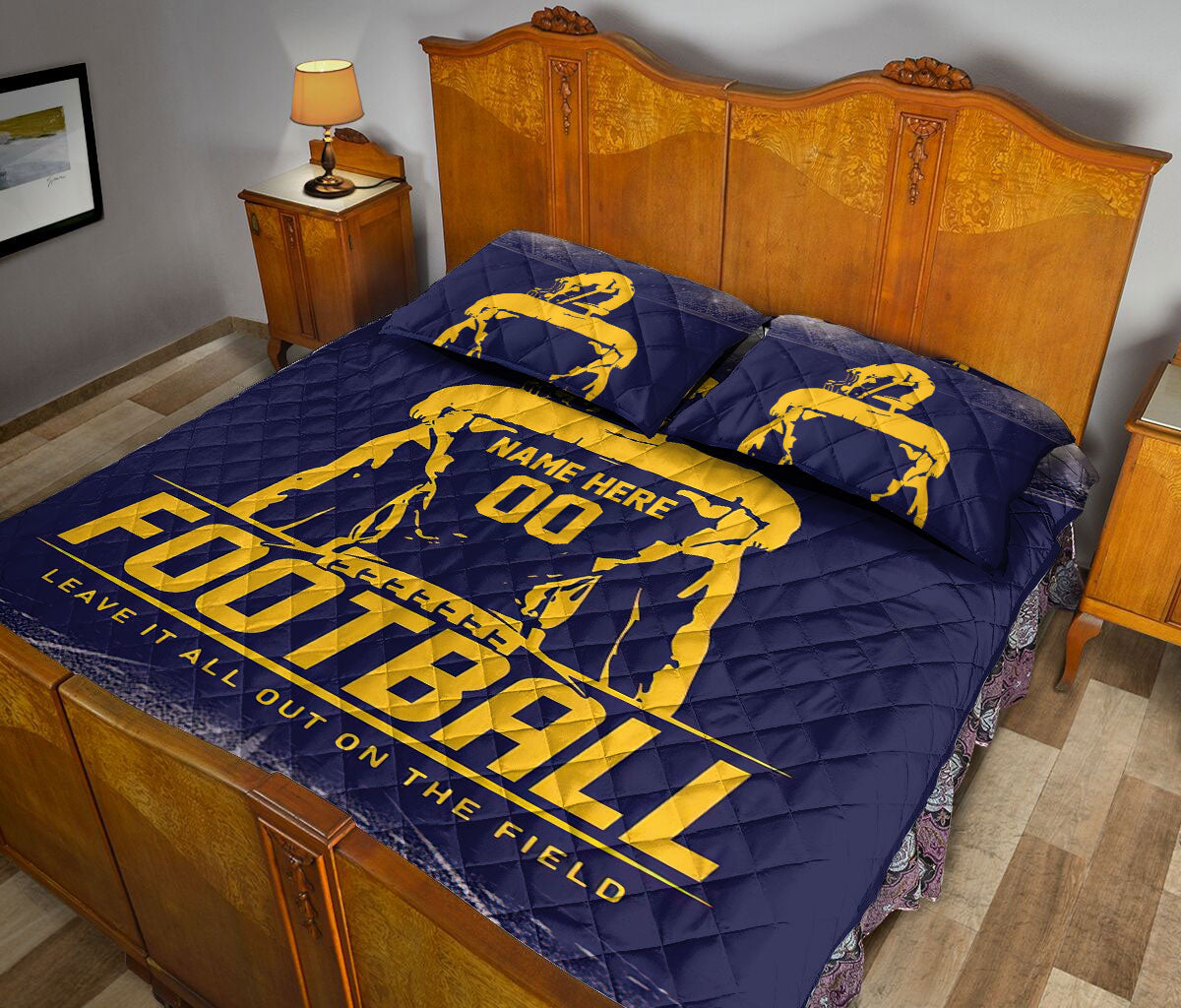 Ohaprints-Quilt-Bed-Set-Pillowcase-American-Football-Player-Field-Sport-Lover-Custom-Personalized-Name-Number-Blanket-Bedspread-Bedding-1713-King (90'' x 100'')