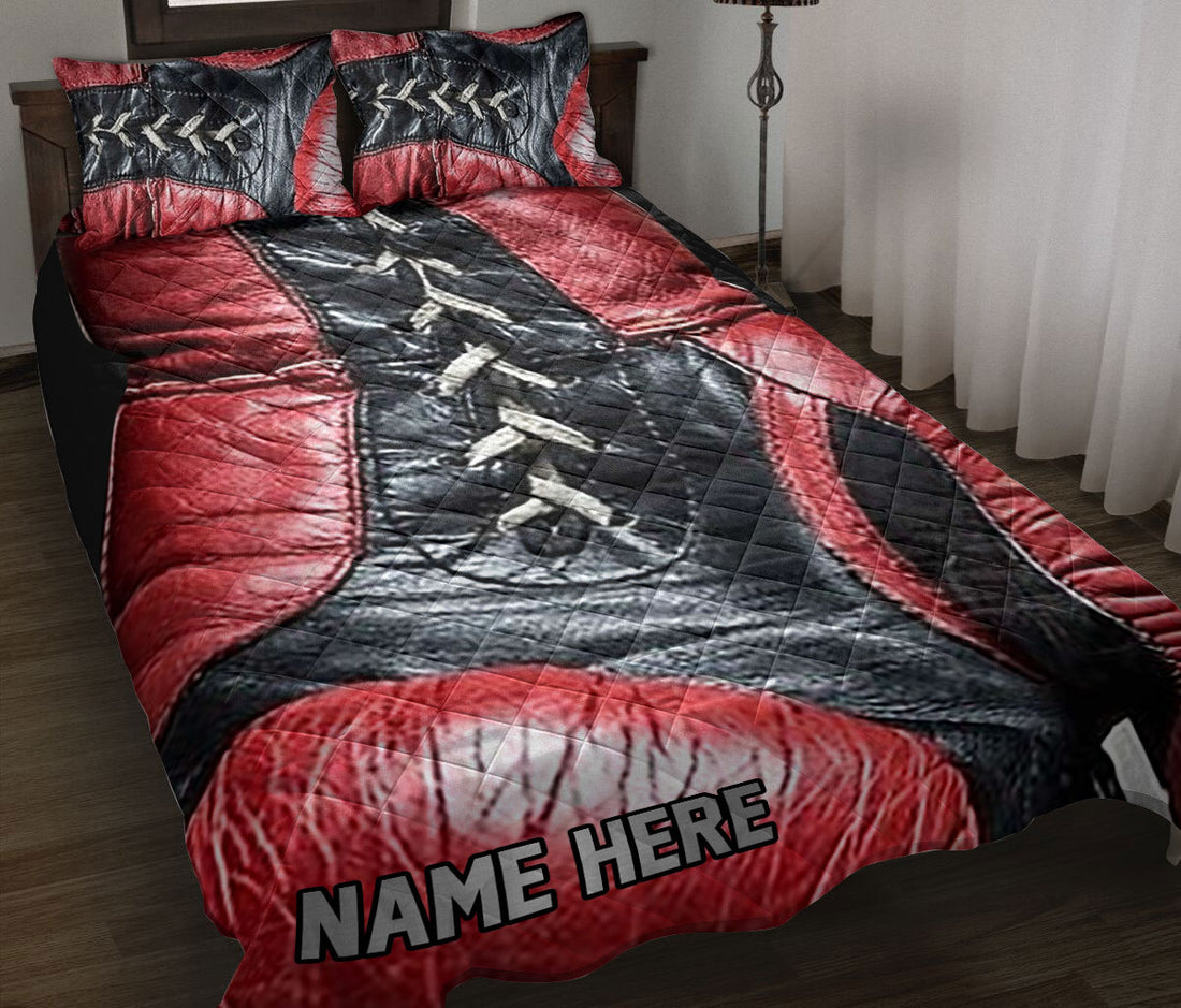 Ohaprints-Quilt-Bed-Set-Pillowcase-Boxing-Red-Gloves-Gift-For-Sport-Lover-Black-Custom-Personalized-Name-Blanket-Bedspread-Bedding-542-Throw (55'' x 60'')