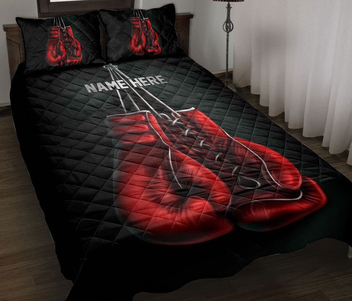 Ohaprints-Quilt-Bed-Set-Pillowcase-Boxing-Red-Gloves-Gift-For-Sport-Lover-Black-Gift-Custom-Personalized-Name-Blanket-Bedspread-Bedding-1128-Throw (55'' x 60'')