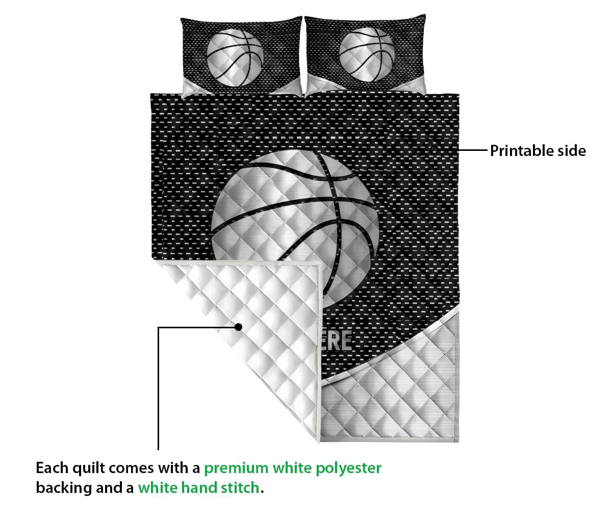 Ohaprints-Quilt-Bed-Set-Pillowcase-Basketball-Ball-Metal-Pattern-Sport-Lover-Gift-Custom-Personalized-Name-Blanket-Bedspread-Bedding-543-Queen (80'' x 90'')