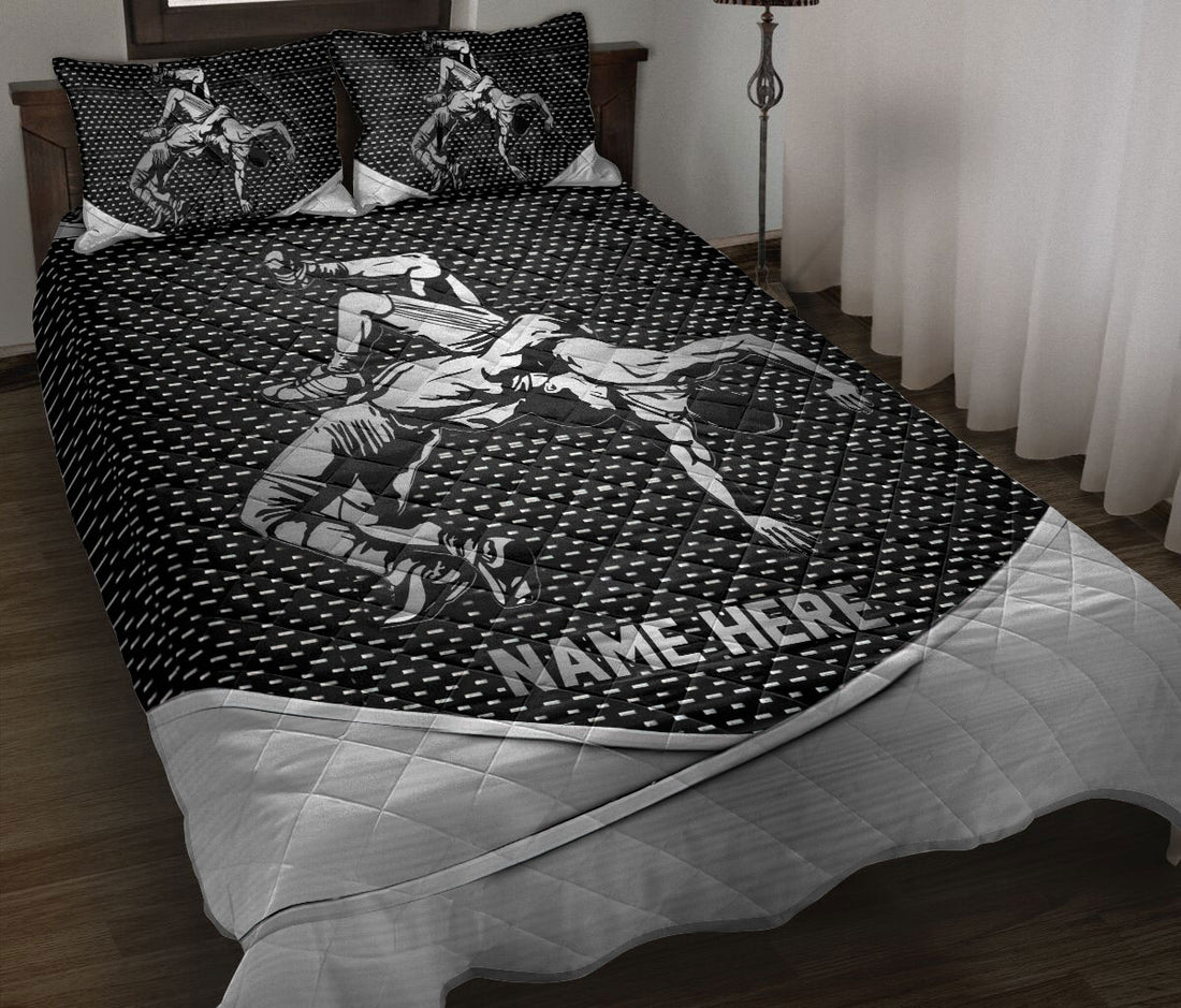 Ohaprints-Quilt-Bed-Set-Pillowcase-Wrestling-Wrestler-Metal-Pattern-Sport-Lover-Gift-Custom-Personalized-Name-Blanket-Bedspread-Bedding-1715-Throw (55'' x 60'')