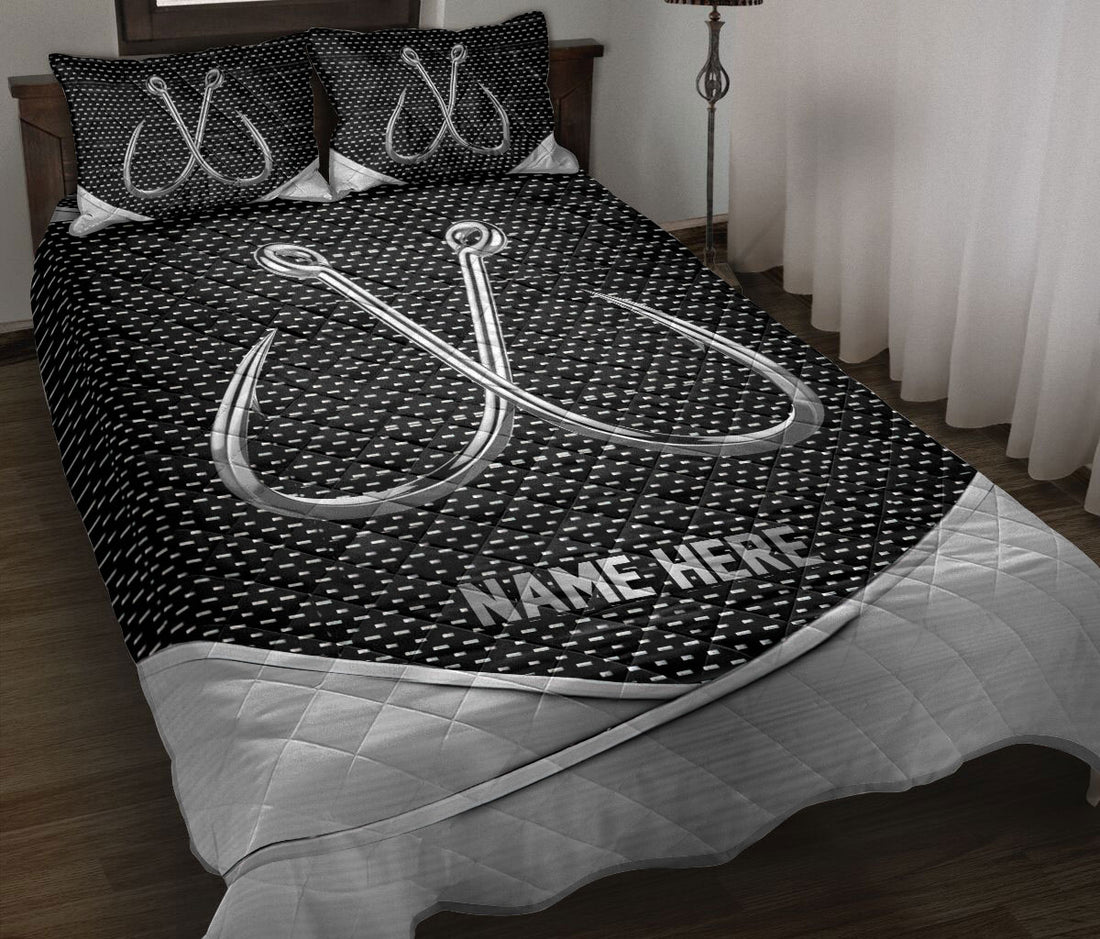 Ohaprints-Quilt-Bed-Set-Pillowcase-Fishing-Hook-Metal-Pattern-Fisherman-Fishing-Lover-Custom-Personalized-Name-Blanket-Bedspread-Bedding-2894-Throw (55'' x 60'')