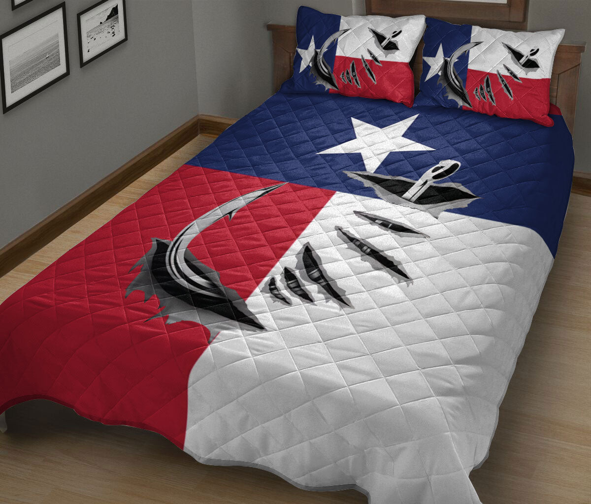 Ohaprints-Quilt-Bed-Set-Pillowcase-Fishing-Hook-Big-Bass-Fish-Texas-Flag-Unique-Gift-For-Fisherman-Fishing-Lover-Blanket-Bedspread-Bedding-823-King (90'' x 100'')