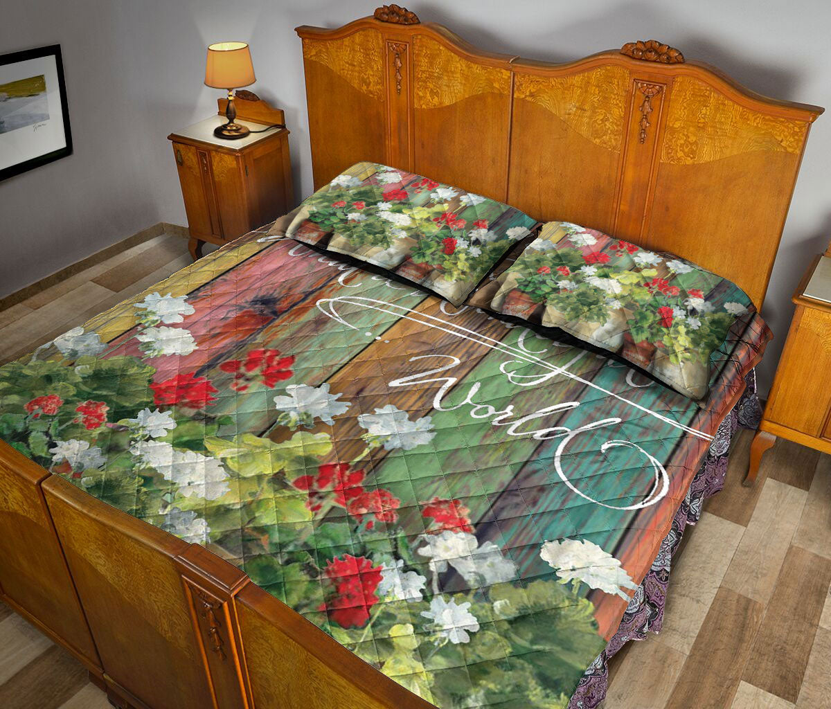 Ohaprints-Quilt-Bed-Set-Pillowcase-I-Think-To-Myself-What-Wonderful-World-Garden-Flower-Floral-Pattern-Blanket-Bedspread-Bedding-1992-Queen (80'' x 90'')