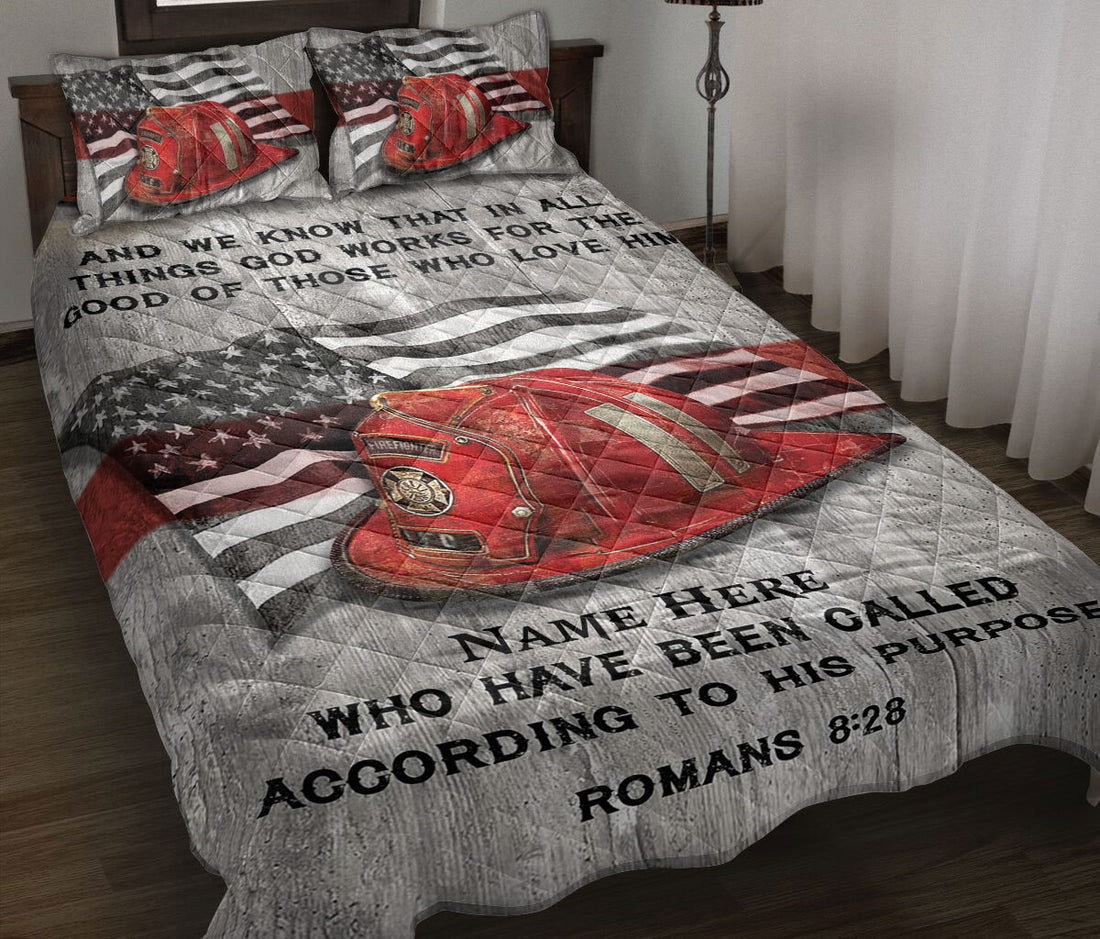 Ohaprints-Quilt-Bed-Set-Pillowcase-Firefighter-Thin-Red-Line-That-In-All-Things-God-Work-Custom-Personalized-Name-Blanket-Bedspread-Bedding-234-Throw (55'' x 60'')