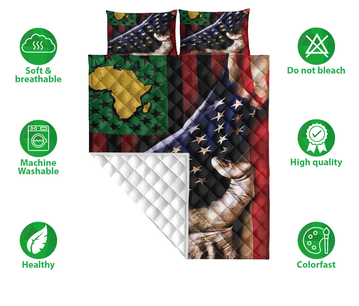 Ohaprints-Quilt-Bed-Set-Pillowcase-African-Map-Afro-American-Juneteenth-June-19Th-1865-Independence-Day-Freedom-Blanket-Bedspread-Bedding-2585-Double (70'' x 80'')