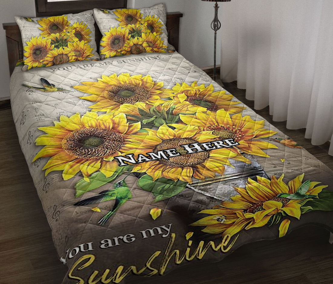 Ohaprints-Quilt-Bed-Set-Pillowcase-Sunflower-You-Are-My-Sunshine-Floral-Music-Background-Custom-Personalized-Name-Blanket-Bedspread-Bedding-235-Throw (55'' x 60'')