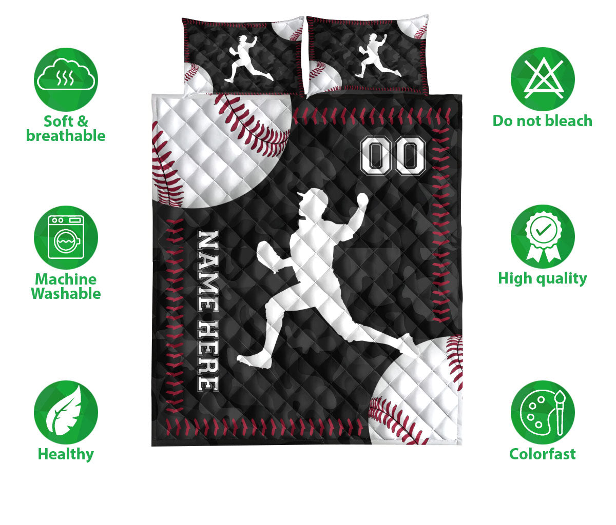 Ohaprints-Quilt-Bed-Set-Pillowcase-Baseball-Pitcher-Ball-Sport-Lover-Gift-Custom-Personalized-Name-Number-Blanket-Bedspread-Bedding-1149-Double (70'' x 80'')
