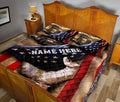 Ohaprints-Quilt-Bed-Set-Pillowcase-Brown-Truck-American-Us-Flag-Gift-For-Trucker-Custom-Personalized-Name-Blanket-Bedspread-Bedding-2322-King (90'' x 100'')