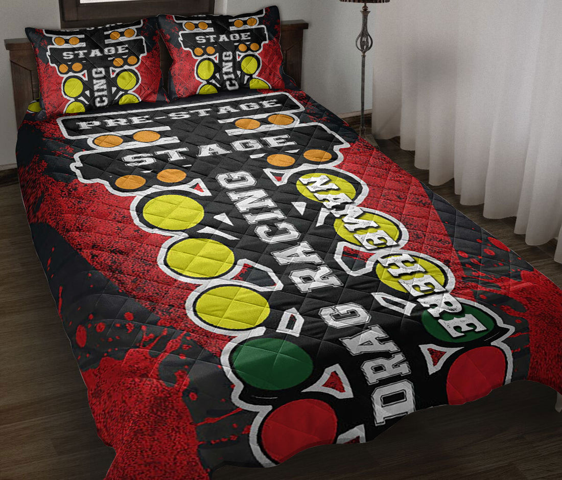 Ohaprints-Quilt-Bed-Set-Pillowcase-Drag-Racing-Pre-Stage-Checkered-Flag-Sport-Lover-Custom-Personalized-Name-Blanket-Bedspread-Bedding-2915-Throw (55'' x 60'')