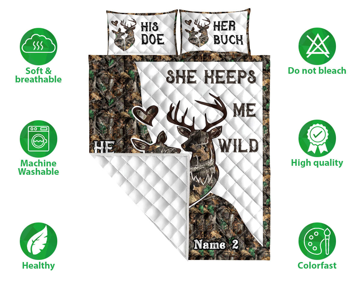 Ohaprints-Quilt-Bed-Set-Pillowcase-Deer-Couple-Camo-He-Keeps-Me-Safe-She-Keeps-Me-Wild-Custom-Personalized-Name-Blanket-Bedspread-Bedding-100-Double (70'' x 80'')