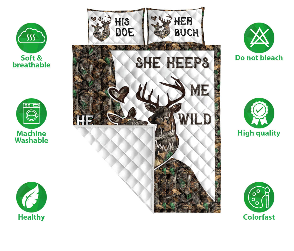 Ohaprints-Quilt-Bed-Set-Pillowcase-Deer-Couple-Camo-He-Keeps-Me-Safe-She-Keeps-Me-Wild-Gift-For-Husband-&-Wife-Blanket-Bedspread-Bedding-2587-Double (70'' x 80'')