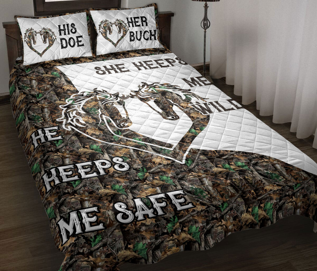 Ohaprints-Quilt-Bed-Set-Pillowcase-Horse-Couple-Camo-He-Keeps-Me-Safe-She-Keeps-Me-Wild-Gift-For-Husband-&-Wife-Blanket-Bedspread-Bedding-237-Throw (55'' x 60'')
