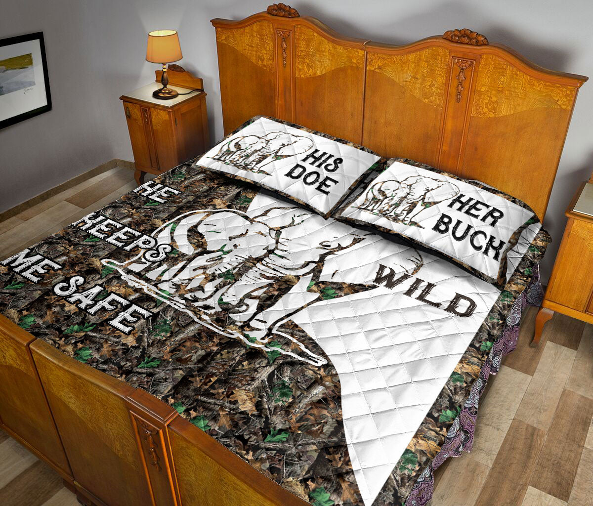 Ohaprints-Quilt-Bed-Set-Pillowcase-Elephant-Couple-Camo-He-Keeps-Me-Safe-She-Keeps-Me-Wild-Gift-For-Husband-Wife-Blanket-Bedspread-Bedding-828-Queen (80'' x 90'')