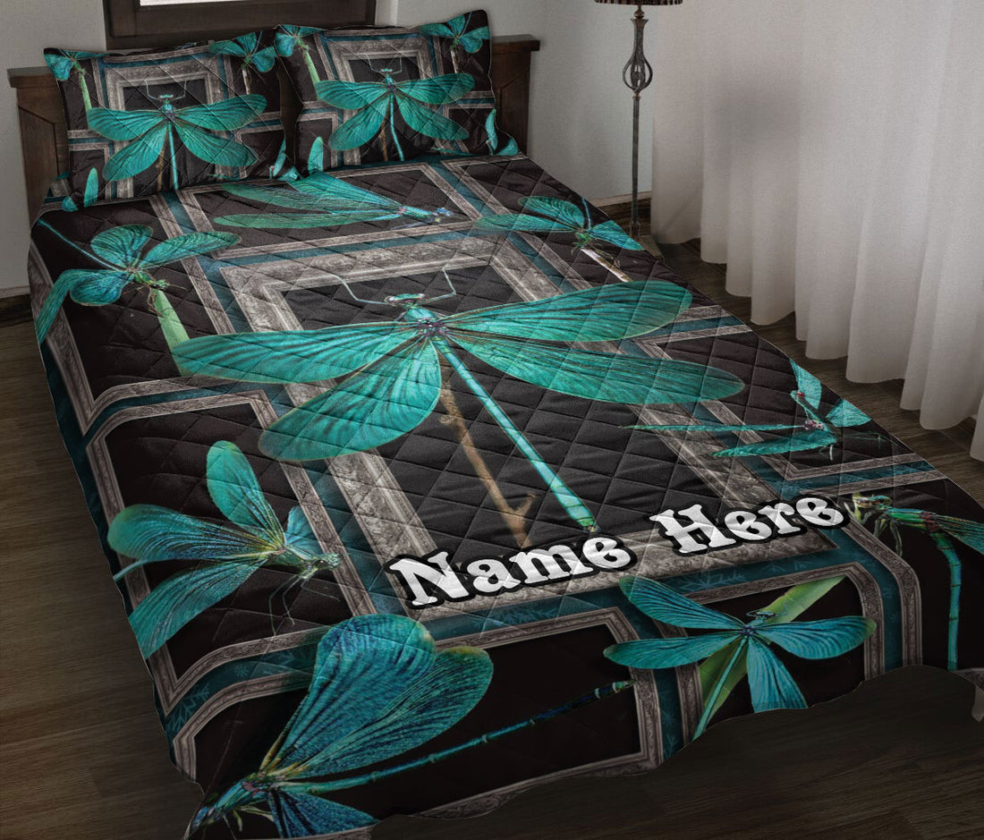 Ohaprints-Quilt-Bed-Set-Pillowcase-Turquoise-Dragonfly-Animal-Frame-Patchwork-Floral-Custom-Personalized-Name-Blanket-Bedspread-Bedding-2588-Throw (55'' x 60'')