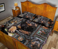 Ohaprints-Quilt-Bed-Set-Pillowcase-Rottweiler-Dog-Frame-Patchwork-Floral-Pattern-Gift-For-Dog-Puppy-Lover-Blanket-Bedspread-Bedding-1846-Queen (80'' x 90'')