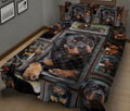 Ohaprints-Quilt-Bed-Set-Pillowcase-Rottweiler-Dog-Frame-Patchwork-Floral-Pattern-Gift-For-Dog-Puppy-Lover-Blanket-Bedspread-Bedding-1846-King (90'' x 100'')