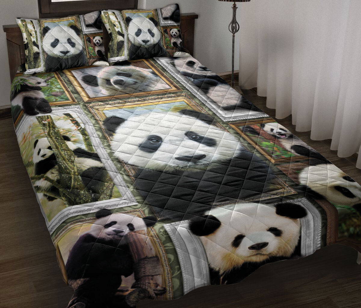 Ohaprints-Quilt-Bed-Set-Pillowcase-Cute-Panda-Frame-Patchwork-Floral-Pattern-Unique-Gift-For-Animal-Lover-Blanket-Bedspread-Bedding-737-Throw (55'' x 60'')