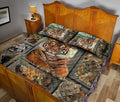 Ohaprints-Quilt-Bed-Set-Pillowcase-Tiger-Frame-Patchwork-Floral-Pattern-Unique-Gift-For-Forest-Animal-Lover-Blanket-Bedspread-Bedding-1996-Queen (80'' x 90'')