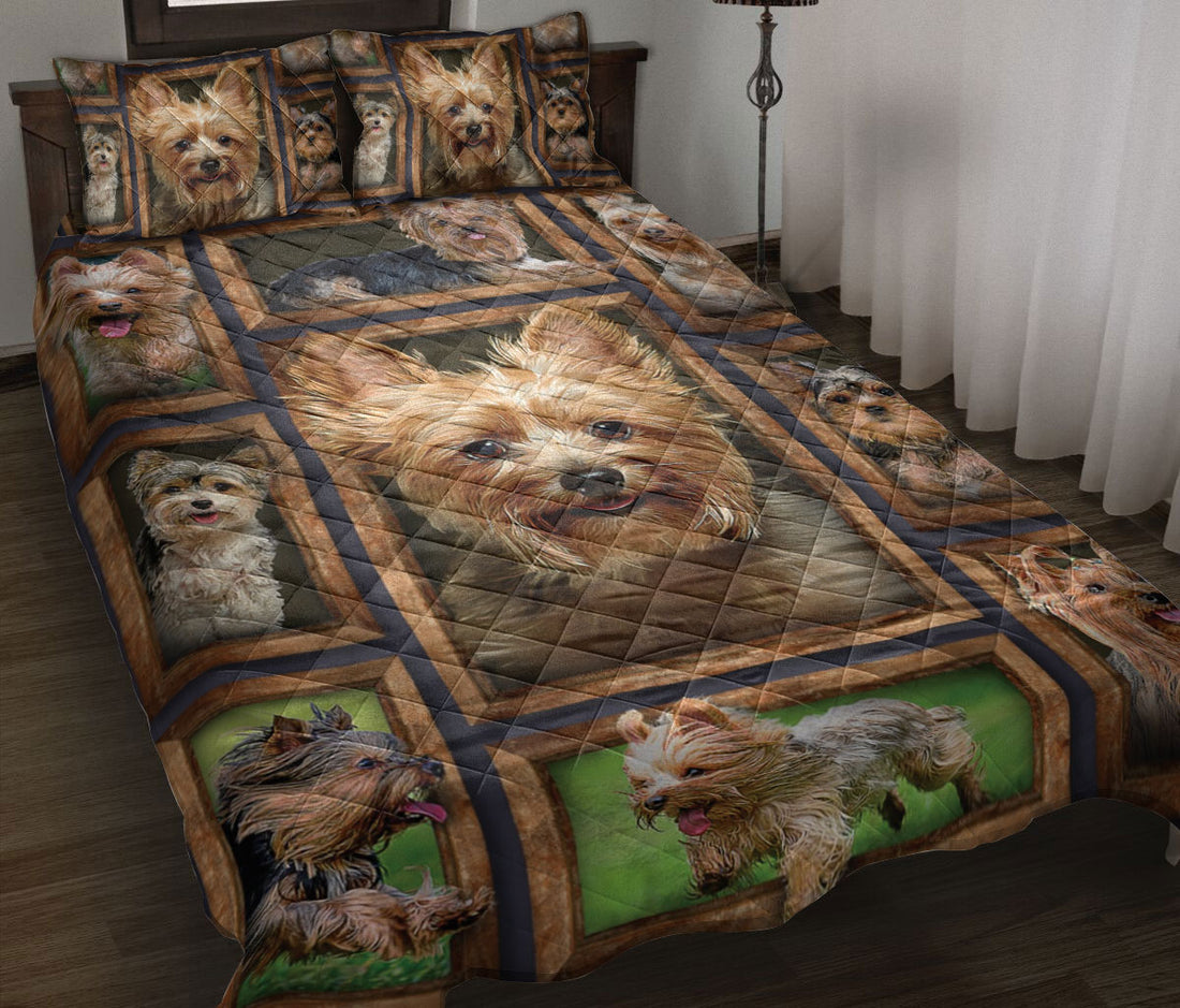 Ohaprints-Quilt-Bed-Set-Pillowcase-Yorkshire-Terrier-Yorkie-Frame-Patchwork-Floral-Gift-For-Dog-Puppy-Lover-Blanket-Bedspread-Bedding-1904-Throw (55'' x 60'')