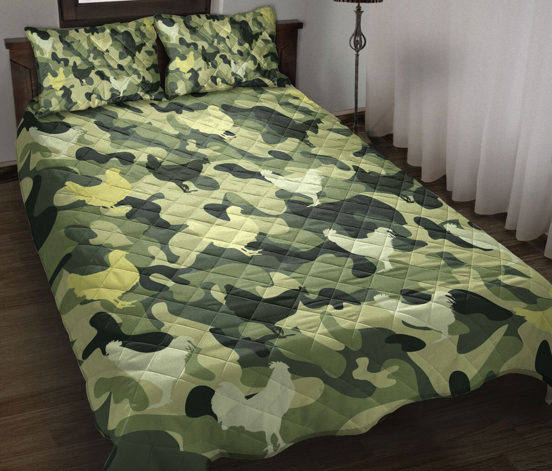 Ohaprints-Quilt-Bed-Set-Pillowcase-Chicken-Green-Camo-Camouflage-Pattern-Unique-Gift-For-Farm-Animal-Lover-Blanket-Bedspread-Bedding-2590-Throw (55'' x 60'')