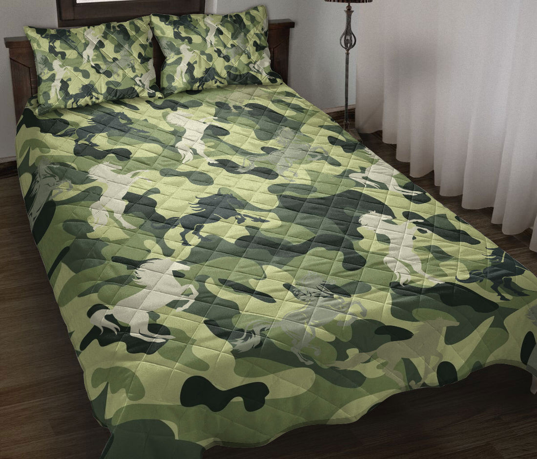 Ohaprints-Quilt-Bed-Set-Pillowcase-Unicorn-Green-Camo-Camouflage-Pattern-Unique-Gift-For-Unicorn-Lover-Blanket-Bedspread-Bedding-729-Throw (55'' x 60'')