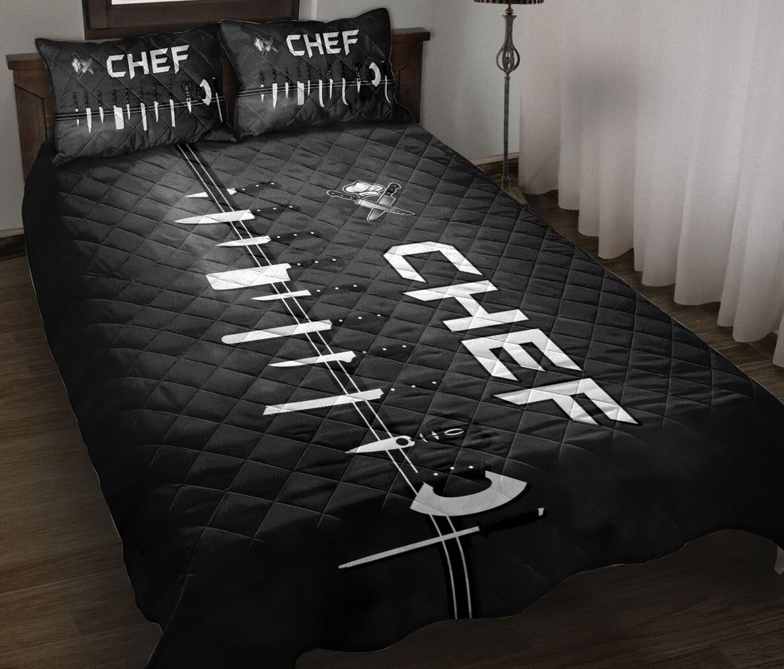 Ohaprints-Quilt-Bed-Set-Pillowcase-Chef-Tools-Uniform-Unique-Gift-For-Chef-Cooking-Lover-Black-Blanket-Bedspread-Bedding-1998-Throw (55'' x 60'')