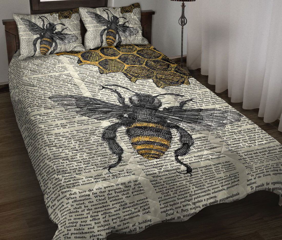 Ohaprints-Quilt-Bed-Set-Pillowcase-Bee-Vintage-Dictionary-Page-Unique-Gift-For-Honey-Bee-Animal-Lover-Blanket-Bedspread-Bedding-1666-Throw (55'' x 60'')