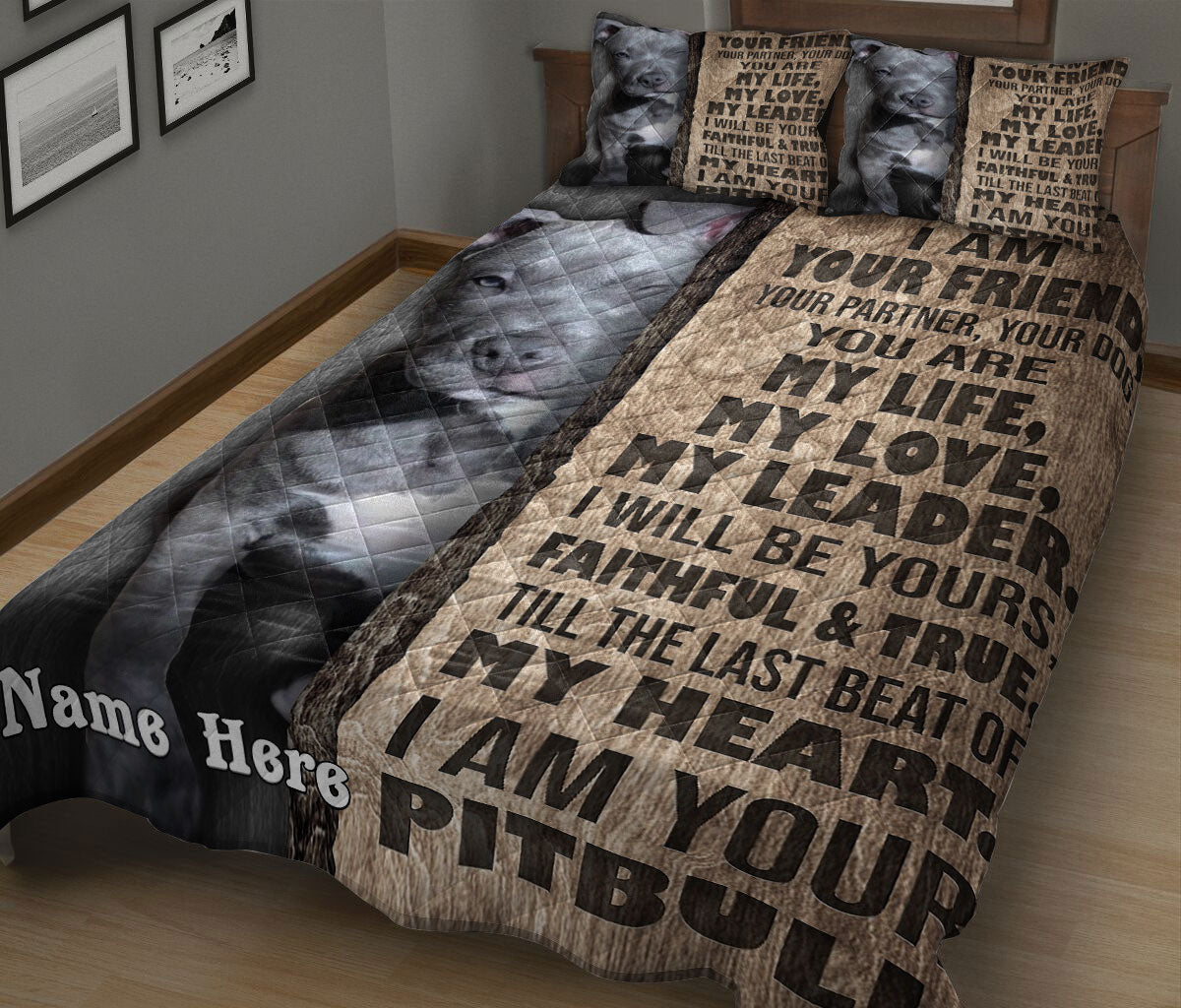 Ohaprints-Quilt-Bed-Set-Pillowcase-I-Am-Your-Friend-Staffordshire-Pitbull-Terrier-Dog-Custom-Personalized-Name-Blanket-Bedspread-Bedding-2591-King (90'' x 100'')